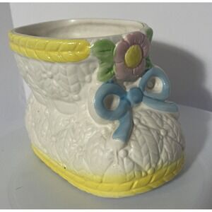 Vintage Rubens‎ Baby Bootie Planter Ceramic Yellow Made in Japan